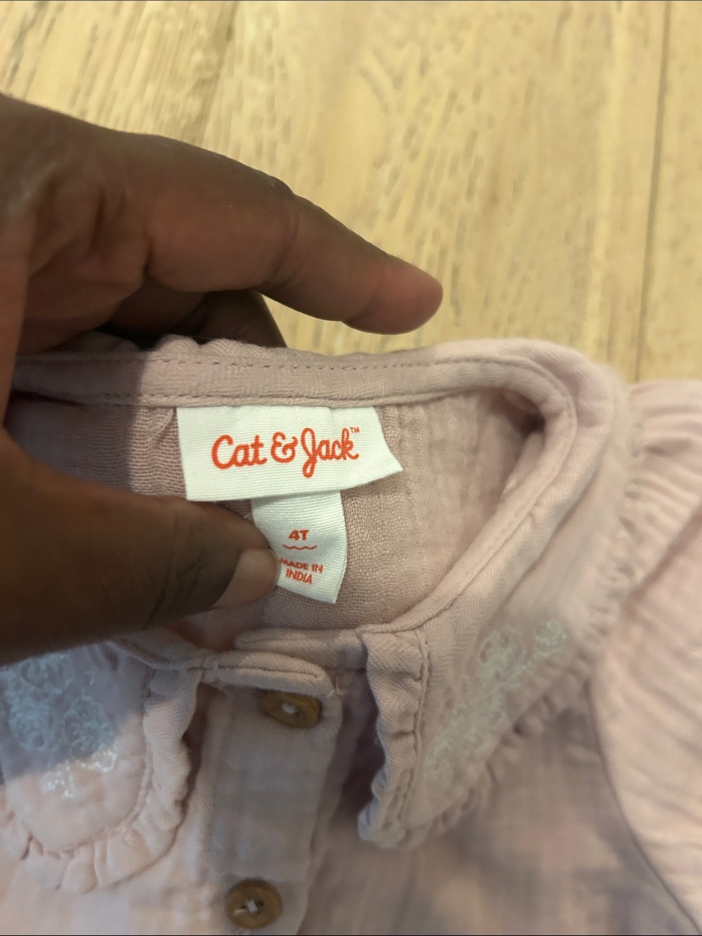 Cat & Jack Light Pink Button-Front Ruffle Top - Picture 2 of 5